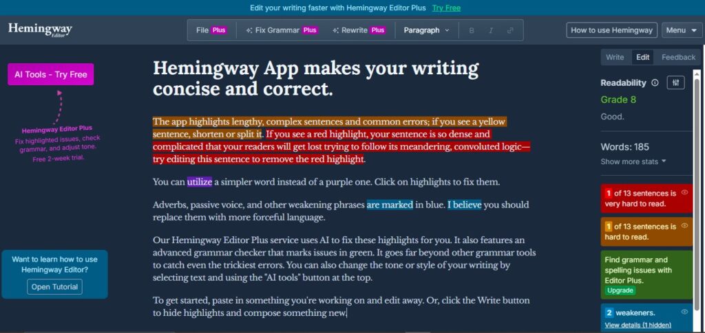 hemingway app